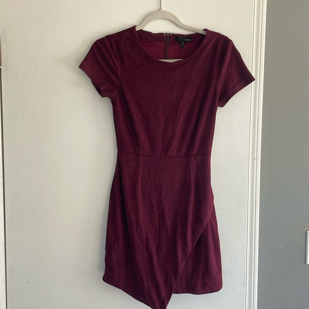 AQUA Maroon Fitted Dress